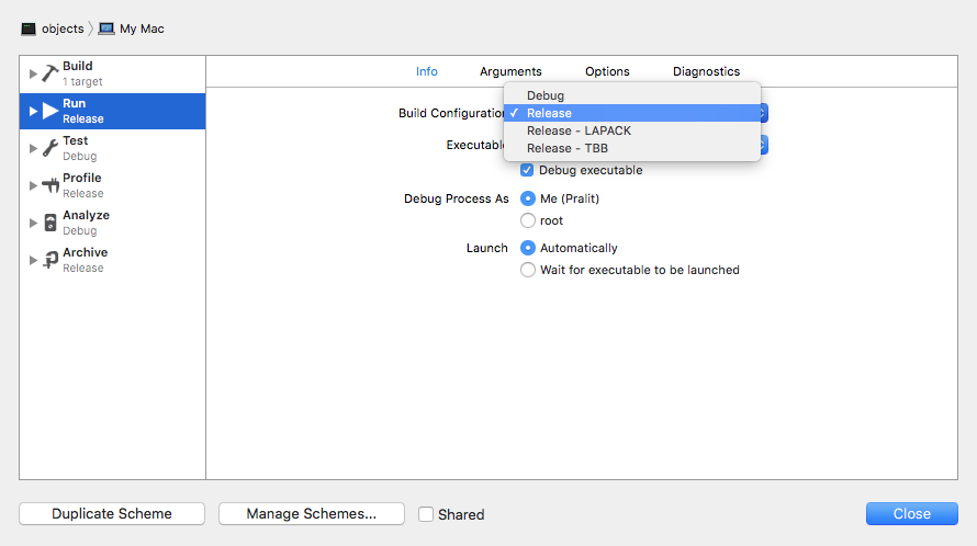 Xcode build configuration